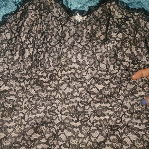 Antique/Vintage Black Lace Slip/Dress with Lavender Underslip - Picture 4 of 7